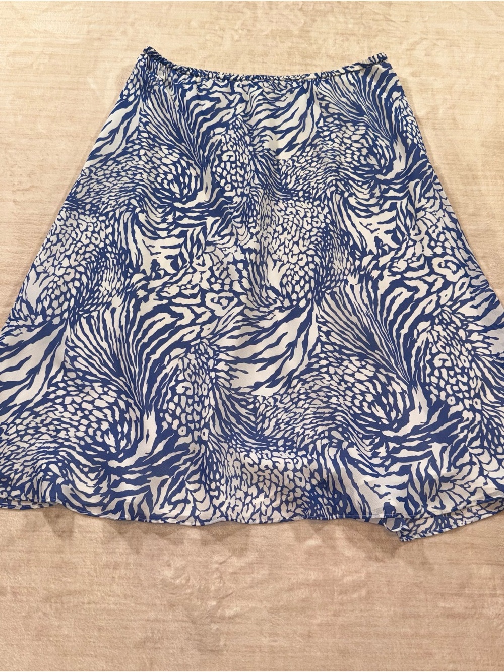 Blue & White Printed Midi Skirt — Flowy A-Line - Picture 2 of 11